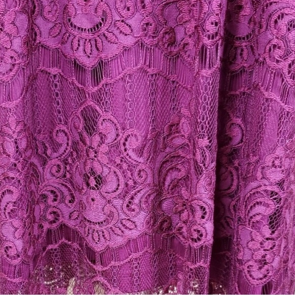 Adrianna Papell Scalloped Lace Trapeze Sheath Dress size 16 burgundy NWT - Picture 5 of 9